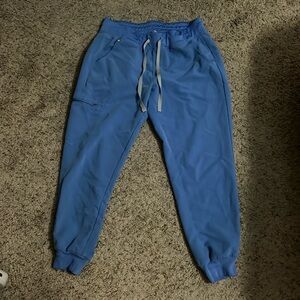 Womens figs joggers in the color ceil blue, size m/petite